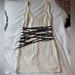Vintage bebe Cream and Black Sequin Camisole